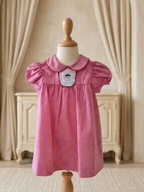 Baby Blessings Embroidered Santa Gingham Dress Size 4